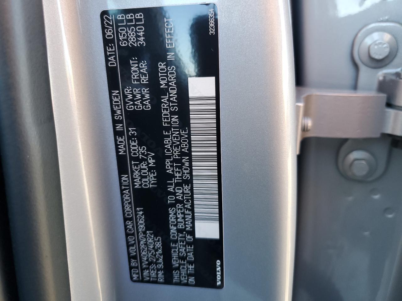 2023 VOLVO XC90 PLUS VIN:YV4062PN7P1906241