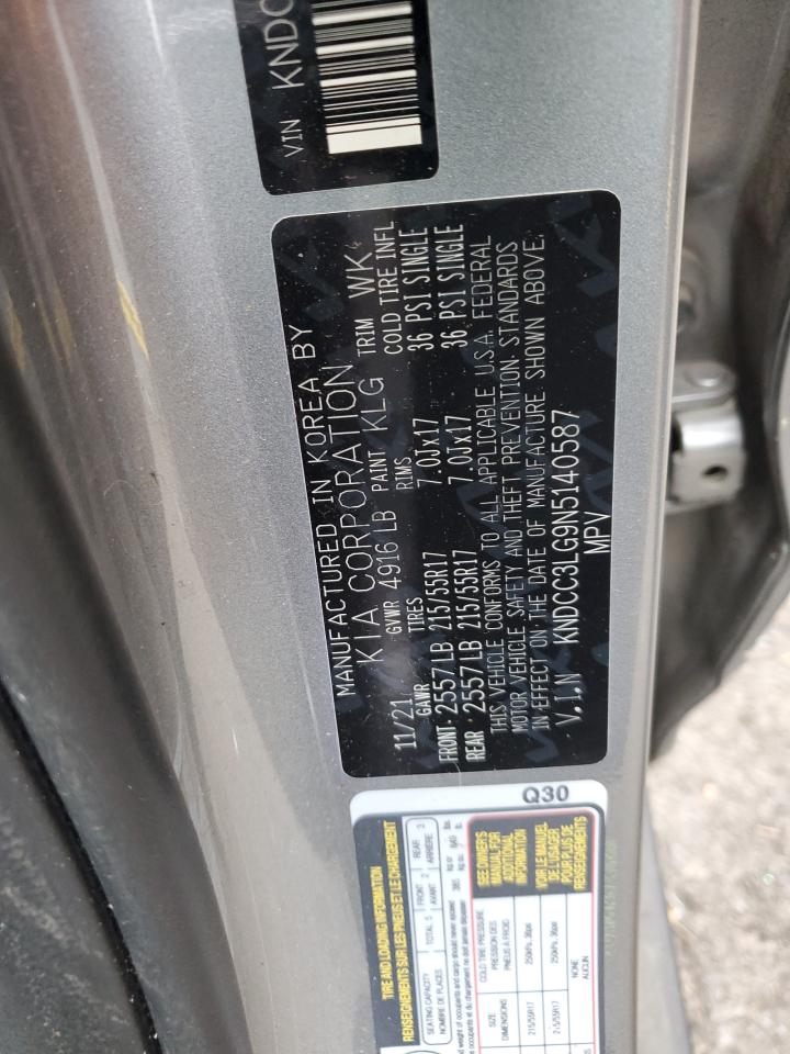 2022 KIA NIRO S VIN:KNDCC3LG9N5140587