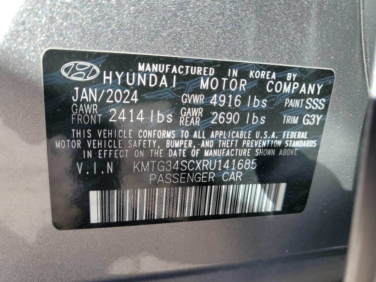2024 GENESIS G70 BASE VIN:KMTG34SCXRU141685