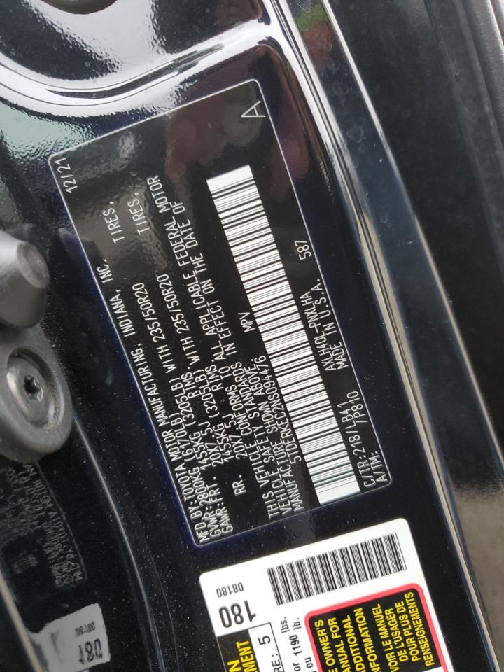 2022 TOYOTA SIENNA LIMITED VIN:5TDERKEC2NS094476