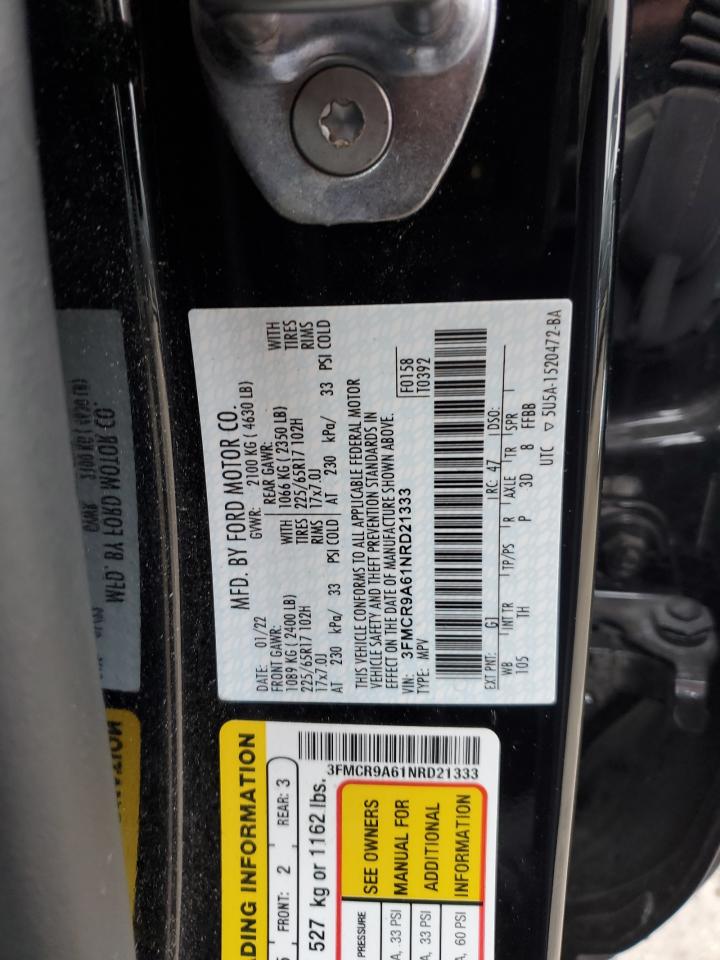 2022 FORD BRONCO SPORT  VIN:3FMCR9A61NRD21333