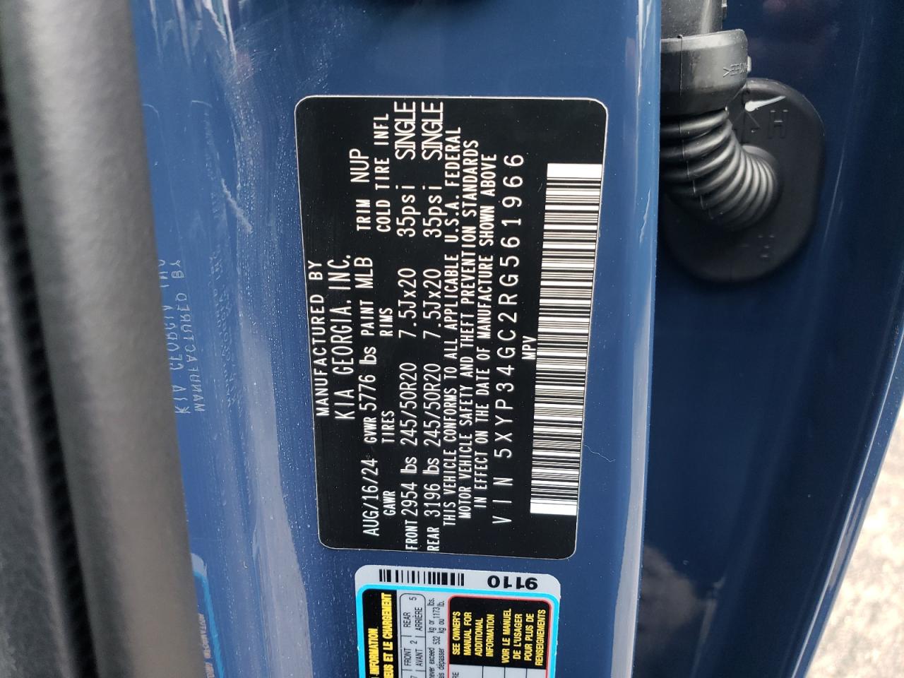 2024 KIA TELLURIDE EX VIN:5XYP34GC2RG561966