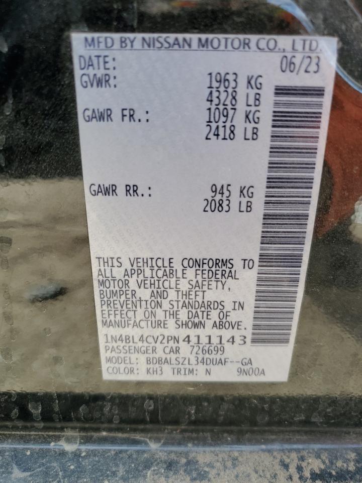 2023 NISSAN ALTIMA SR VIN:1N4BL4CV2PN411143