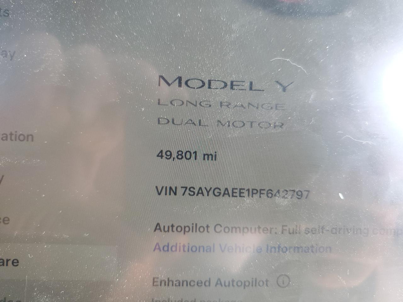 2023 TESLA MODEL Y  VIN:7SAYGAEE1PF642797