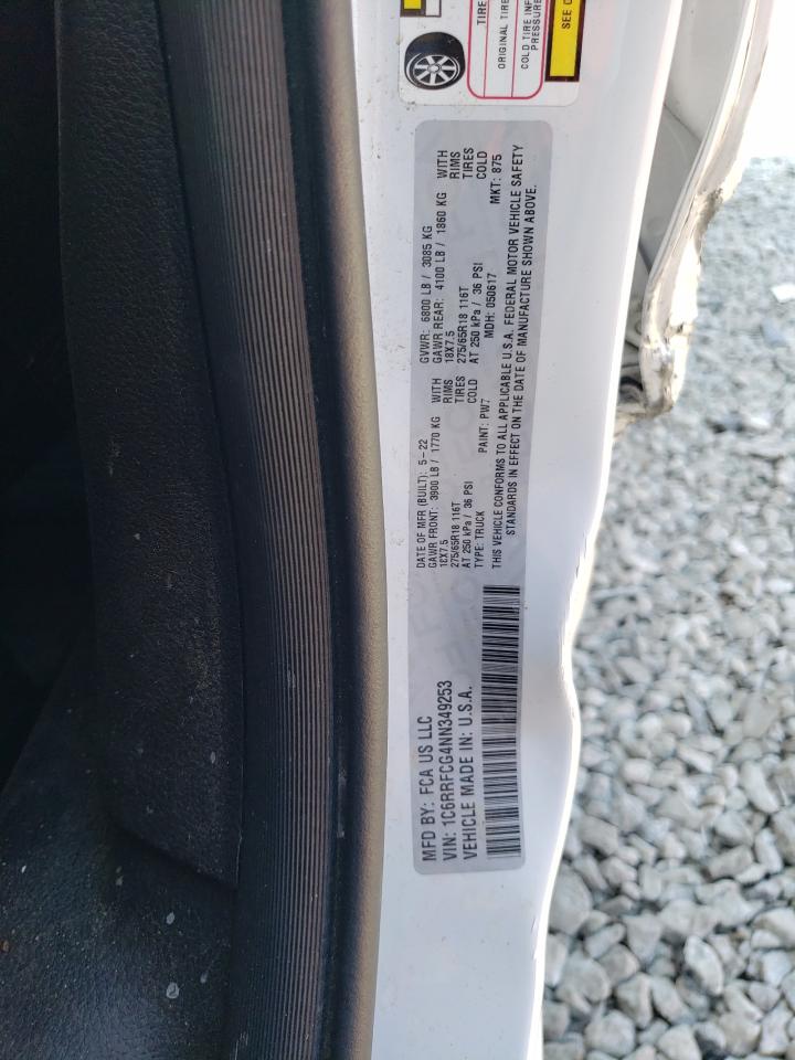 2022 RAM 1500 TRADESMAN VIN:1C6RRFCG4NN349253