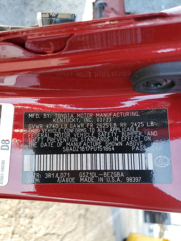 2023 LEXUS ES 350 BASE VIN:58ADZ1B17PU151864