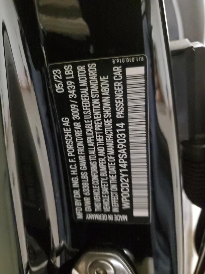 2023 PORSCHE TAYCAN GTS SPORT TURISMO VIN:WP0CD2Y14PSA90314