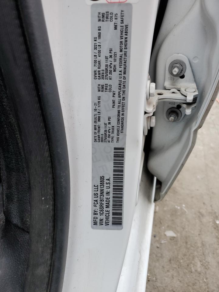 2022 RAM 1500 BIG HORN/LONE STAR VIN:1C6SRFBT3NN138805