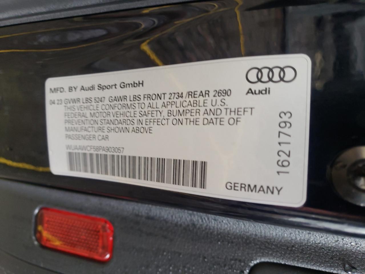 2023 AUDI RS5  VIN:WUAAWCF58PA903057