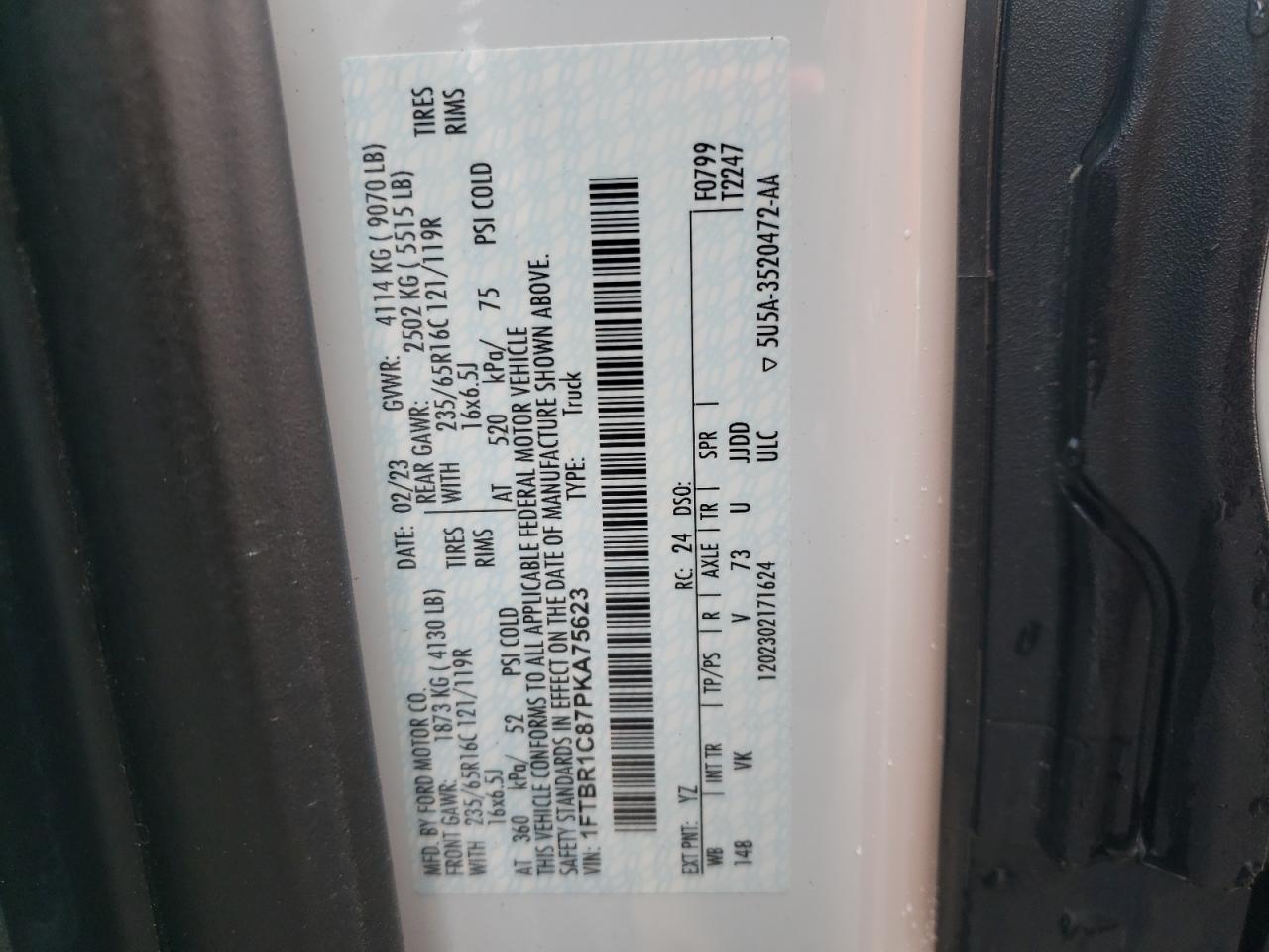 2023 FORD TRANSIT T-250 VIN:1FTBR1C87PKA75623