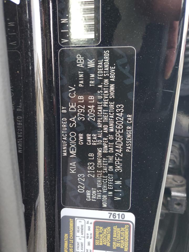 2023 KIA FORTE LX VIN:3KPF24AD6PE602433
