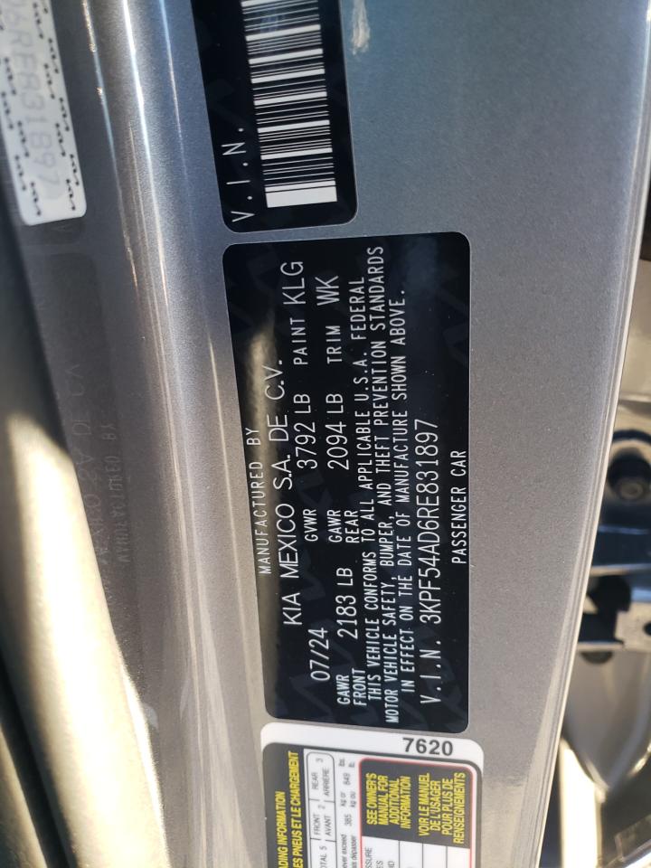 2024 KIA FORTE GT LINE VIN:3KPF54AD6RE831897