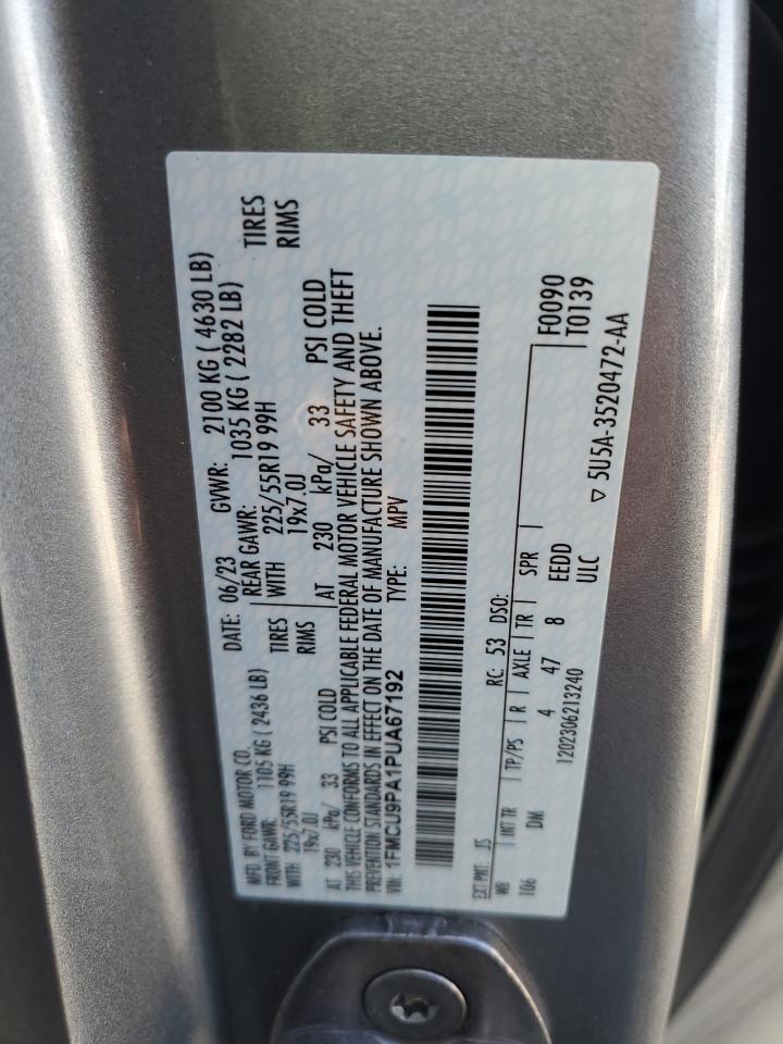 2023 FORD ESCAPE ST LINE ELITE VIN:1FMCU9PA1PUA67192