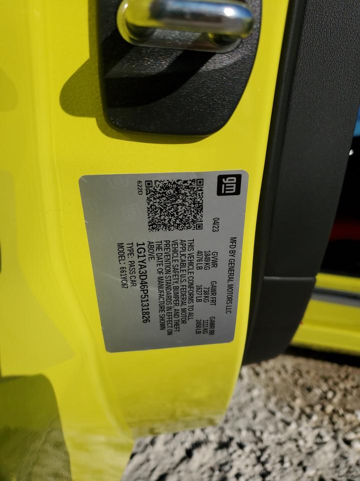 2023 CHEVROLET CORVETTE STINGRAY 1LT VIN:1G1YA3D46P5131826