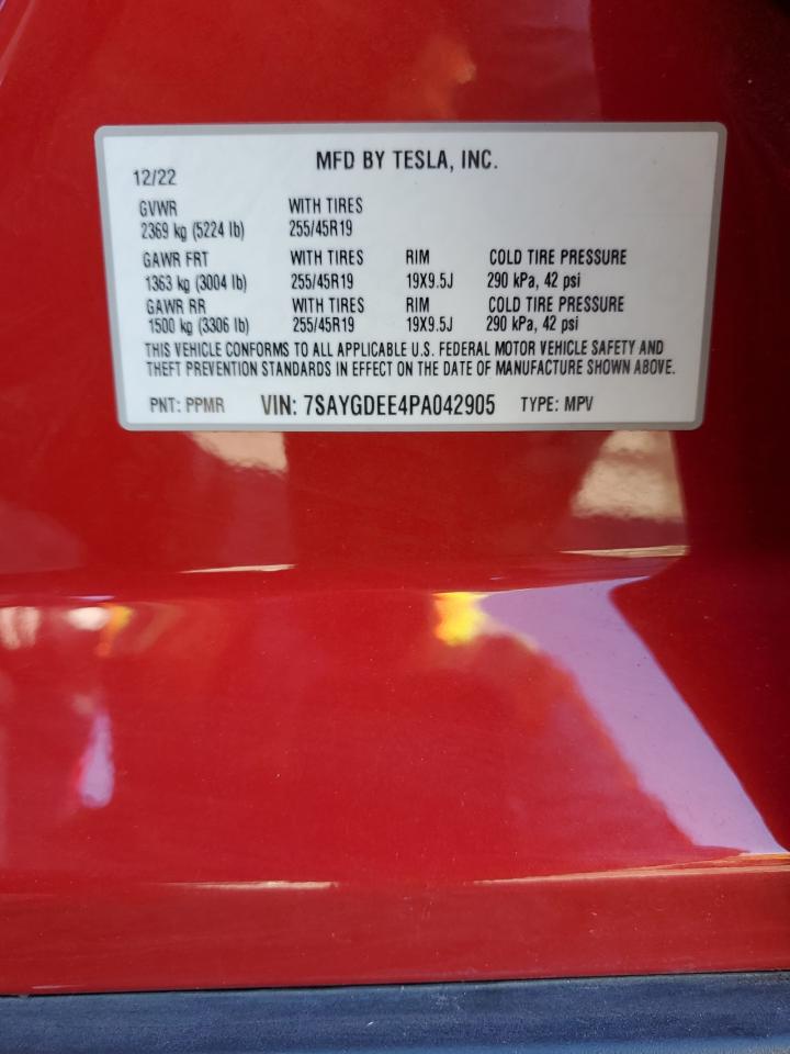 2023 TESLA MODEL Y  VIN:7SAYGDEE4PA042905