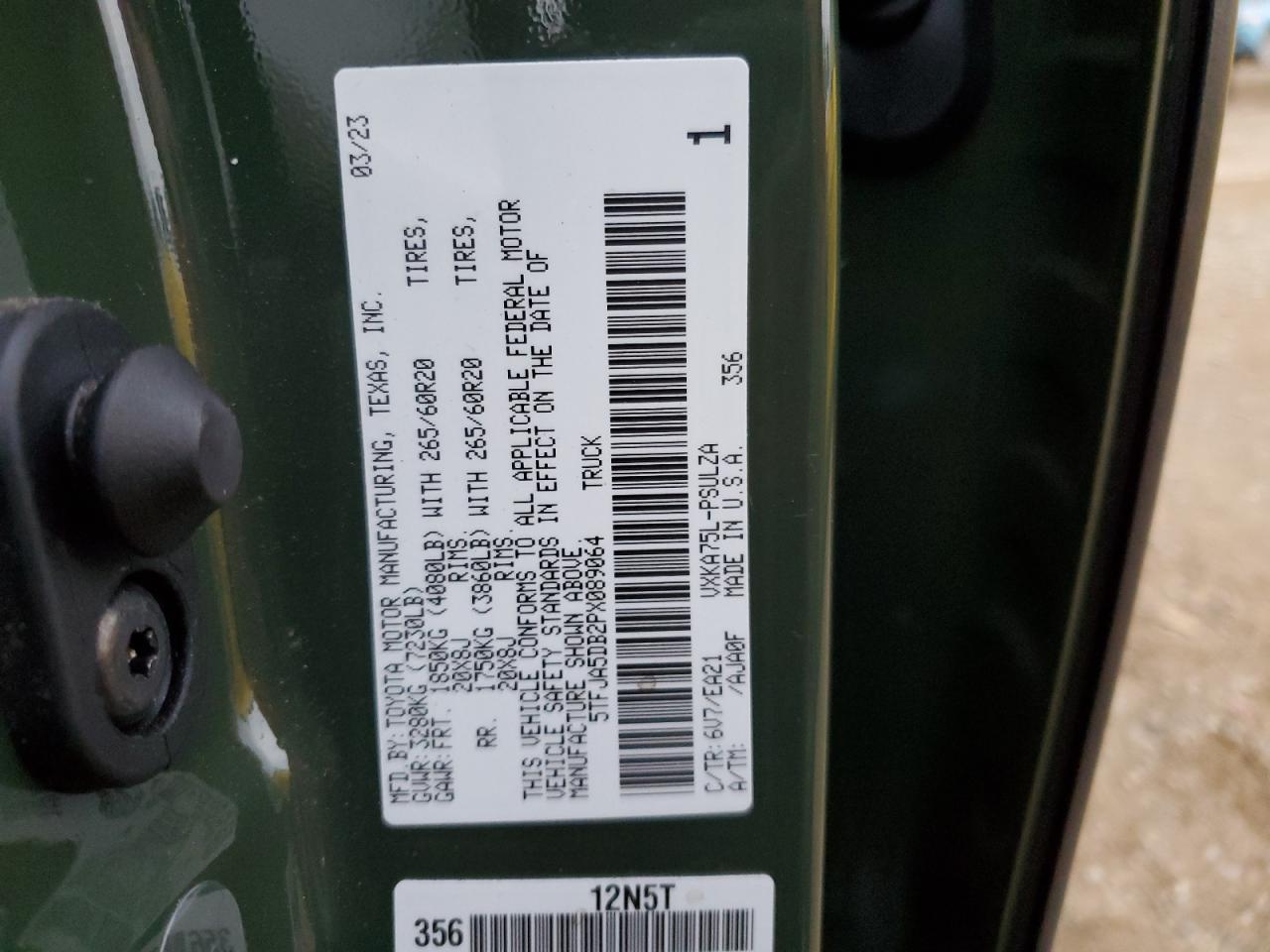 2023 TOYOTA TUNDRA CREWMAX LIMITED VIN:5TFJA5DB2PX089064