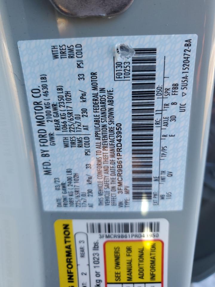 2023 FORD BRONCO SPORT BIG BEND VIN:3FMCR9B61PRD43950