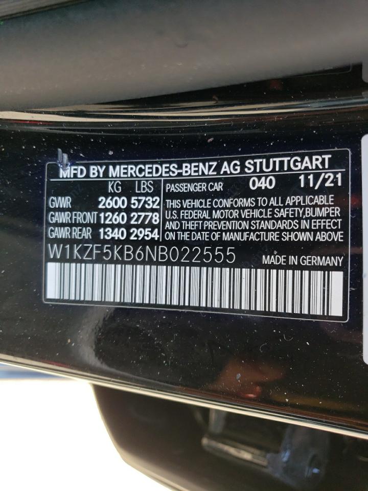 2022 MERCEDES-BENZ E 450 4MATIC VIN:W1KZF5KB6NB022555