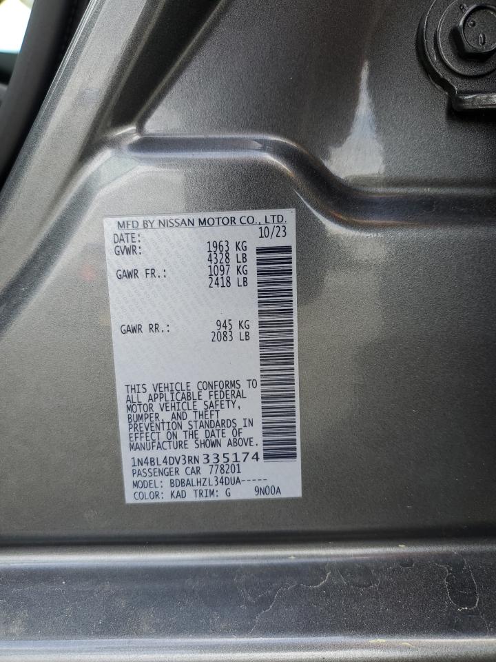 2024 NISSAN ALTIMA SV VIN:1N4BL4DV3RN335174