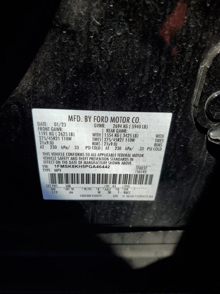 2023 FORD EXPLORER ST-LINE VIN:1FMSK8KH5PGA46442