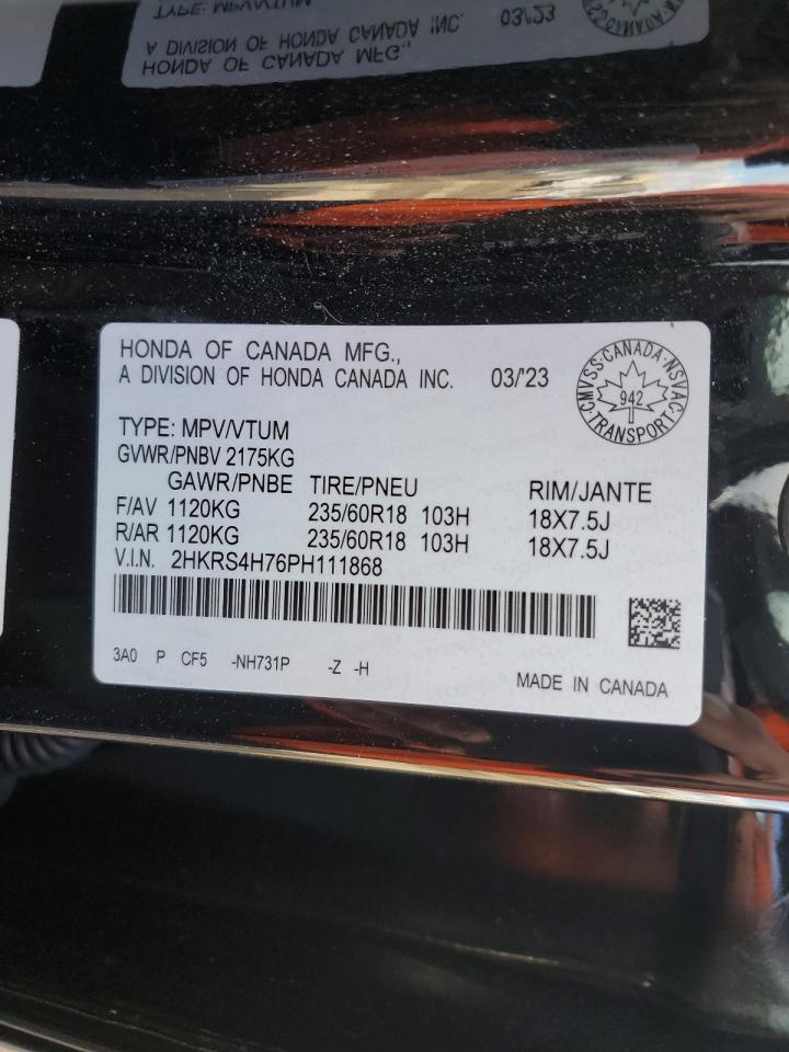 2023 HONDA CR-V EXL VIN:2HKRS4H76PH111868