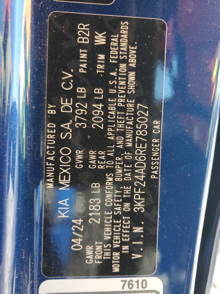 2024 KIA FORTE LX VIN:3KPF24AD6RE785027