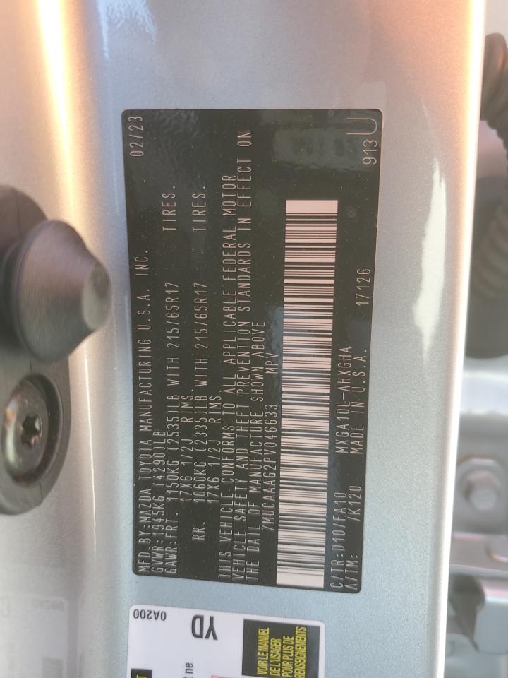 2023 TOYOTA COROLLA CROSS LE VIN:7MUCAAAG2PV046633