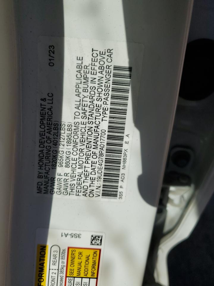 2023 ACURA INTEGRA A-SPEC TECH VIN:19UDE4G78PA017700