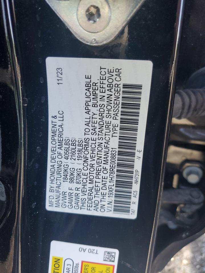 2024 HONDA CIVIC EXL VIN:19XFL1H78RE008831