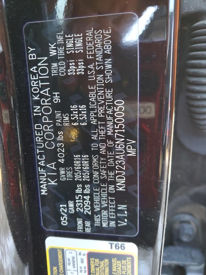 2022 KIA SOUL LX VIN:KNDJ23AU6N7150050