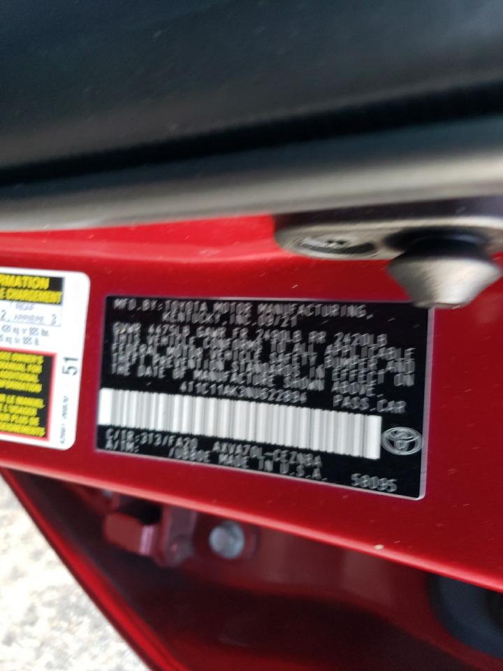 2022 TOYOTA CAMRY LE VIN:4T1C11AK3NU622894