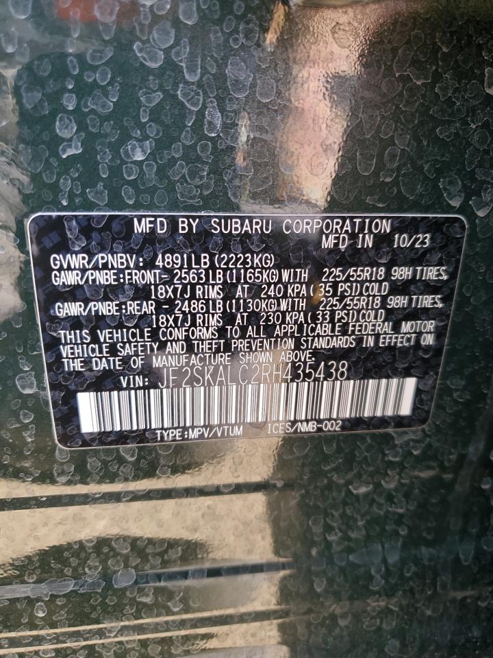 2024 SUBARU FORESTER LIMITED VIN:JF2SKALC2RH435438