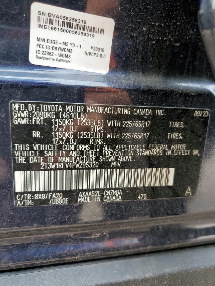 2023 TOYOTA RAV4 XLE VIN:2T3W1RFV4PW295320