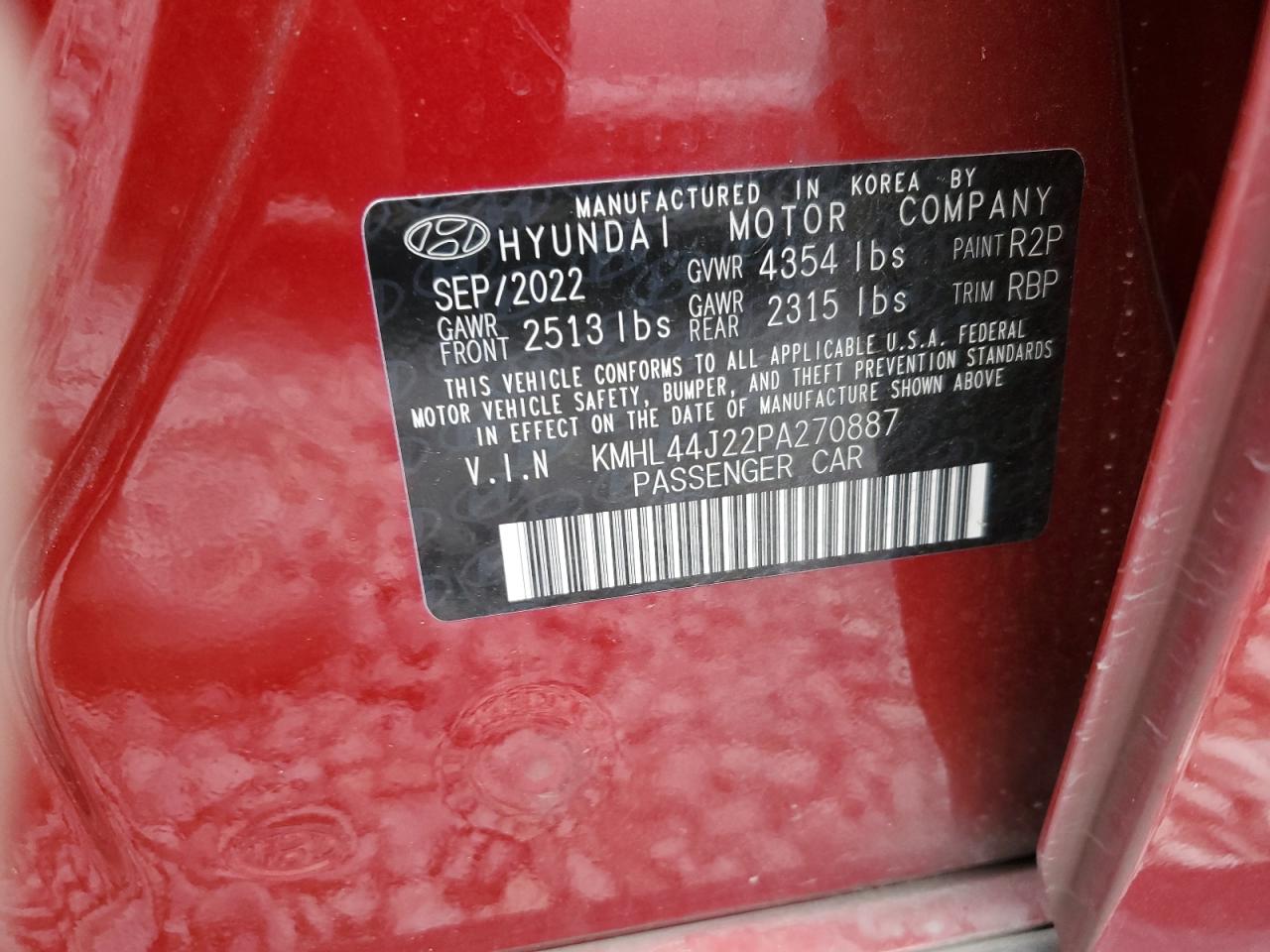 2023 HYUNDAI SONATA SEL PLUS VIN:KMHL44J22PA270887