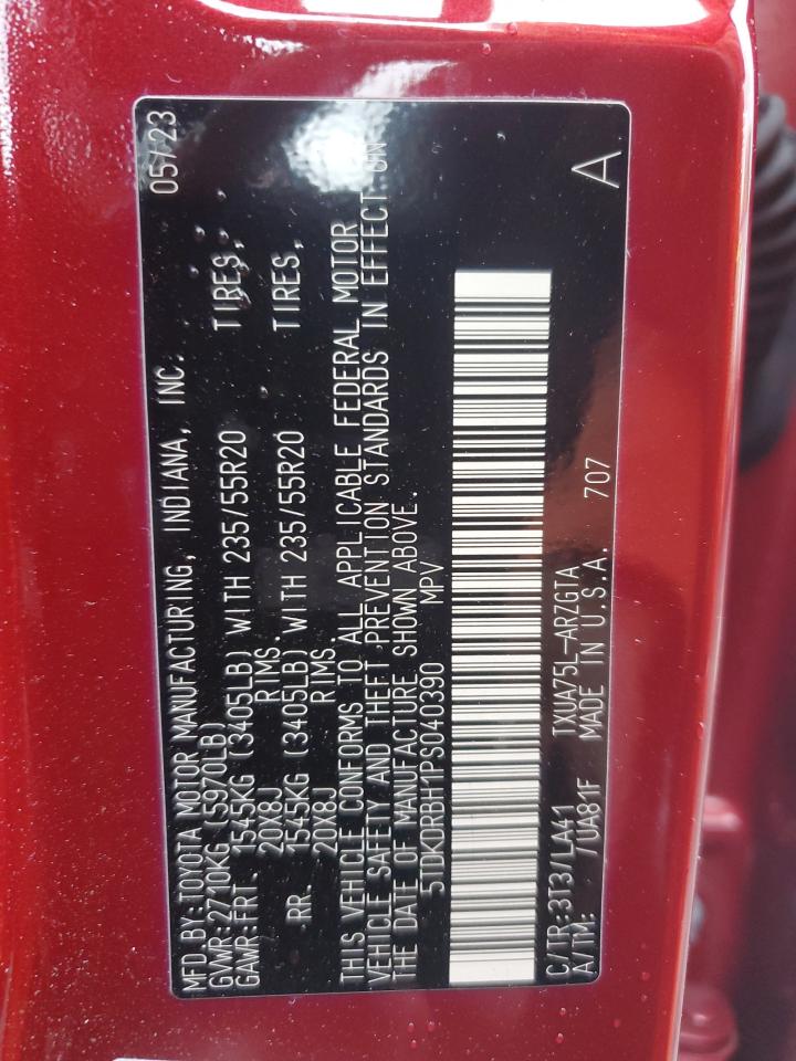 2023 TOYOTA HIGHLANDER L VIN:5TDKDRBH1PS040390