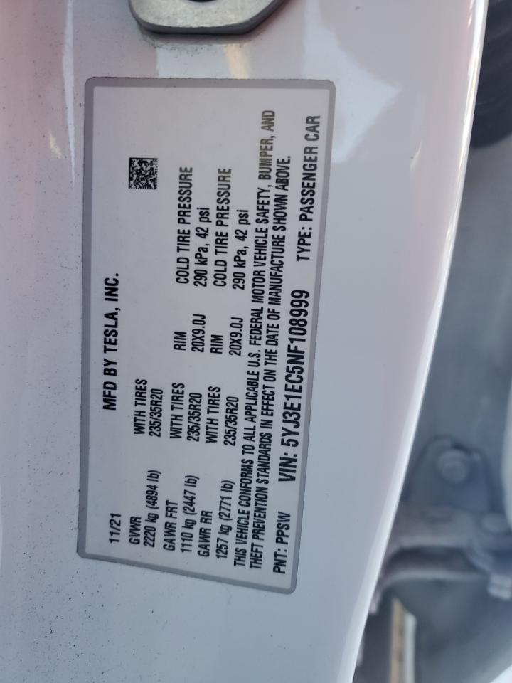 2022 TESLA MODEL 3  VIN:JS1GP74A492100135