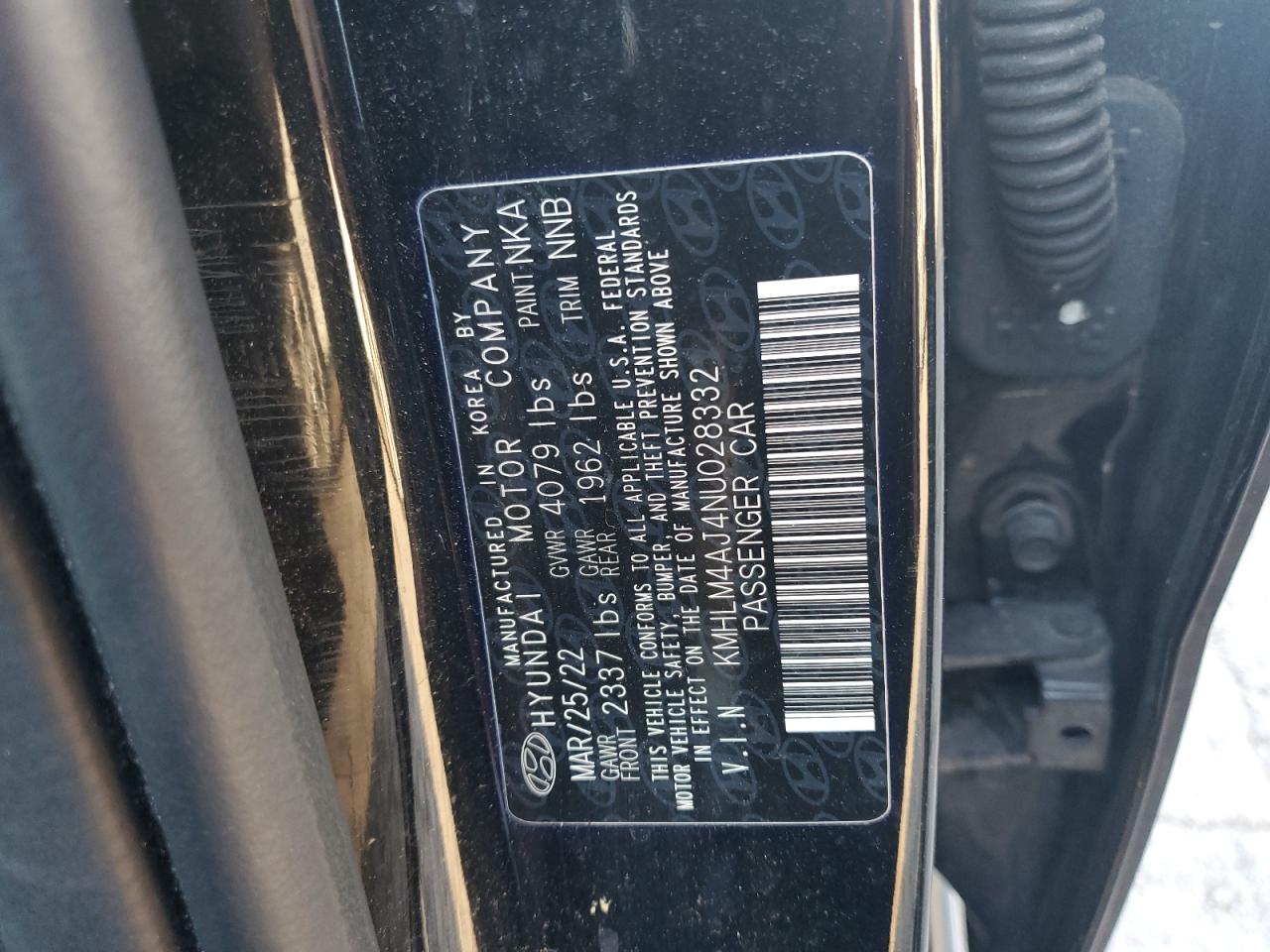 2022 HYUNDAI ELANTRA BLUE VIN:KMHLM4AJ4NU028332
