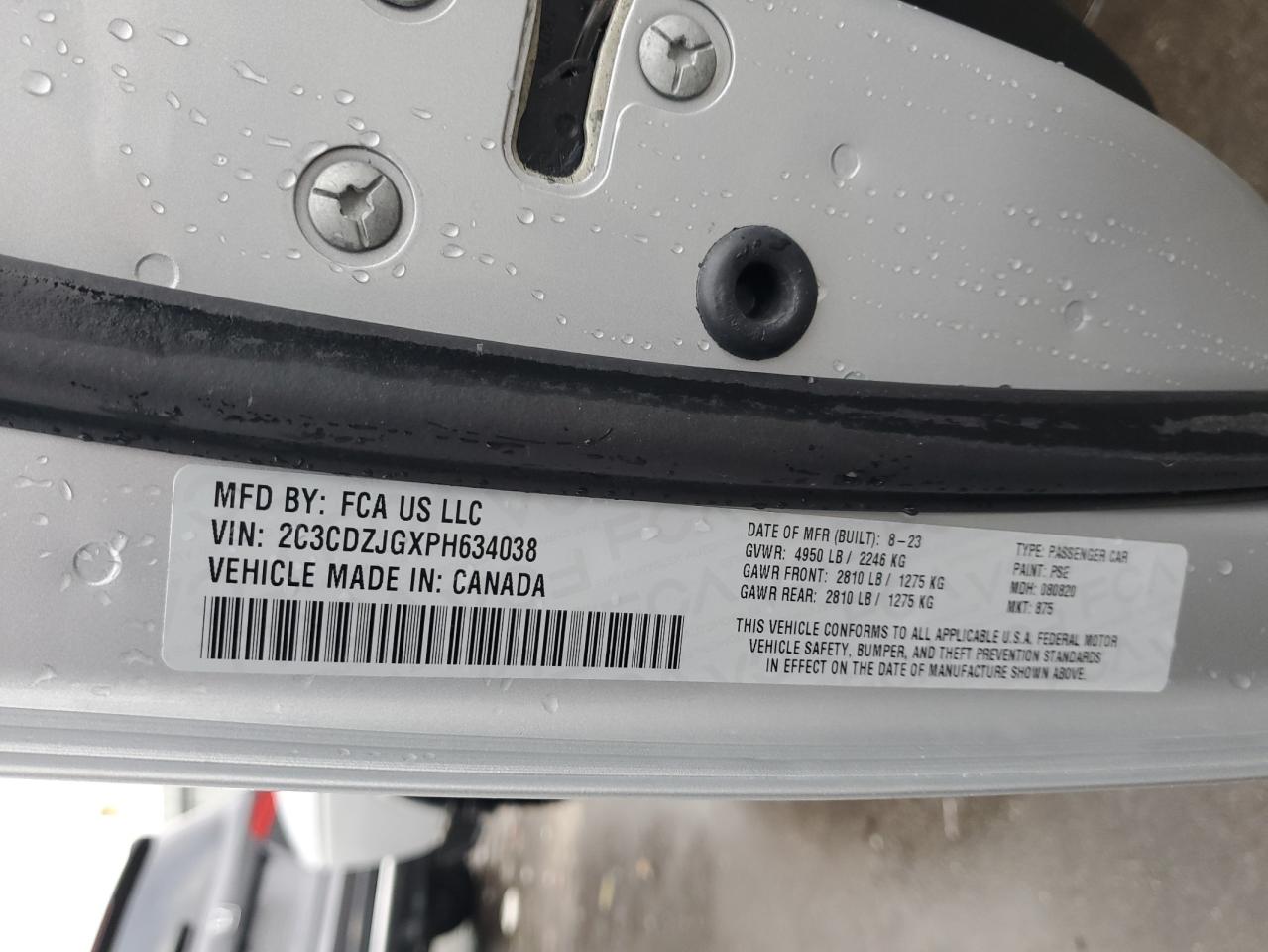 2023 DODGE CHALLENGER GT VIN:2C3CDZJGXPH634038