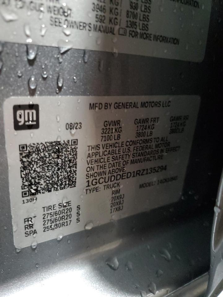 2024 CHEVROLET SILVERADO K1500 LT VIN:1GCUDDED1RZ135294