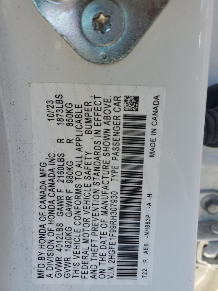 2024 HONDA CIVIC TOURING VIN:2HGFE1F99RH307930