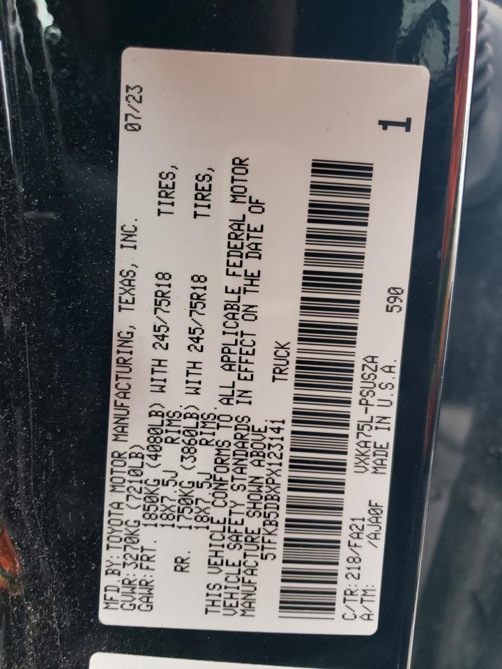 2023 TOYOTA TUNDRA CREWMAX SR VIN:5TFKB5DBXPX123141