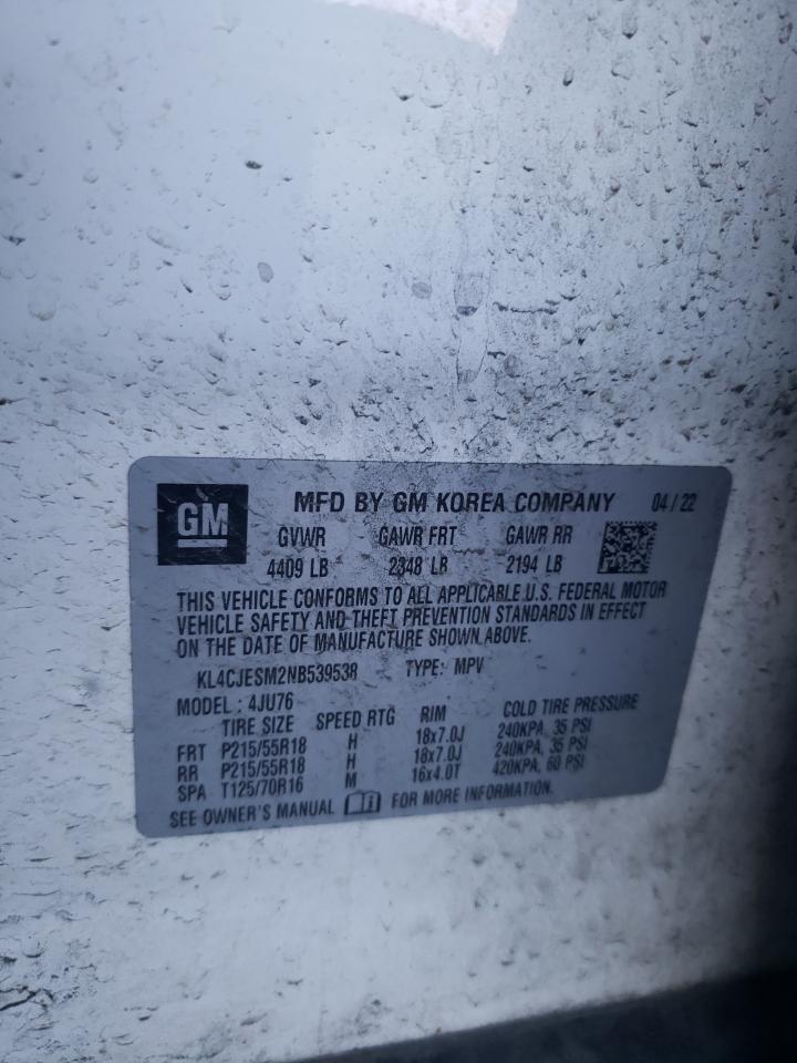 2022 BUICK ENCORE PREFERRED VIN:KL4CJESM2NB539538