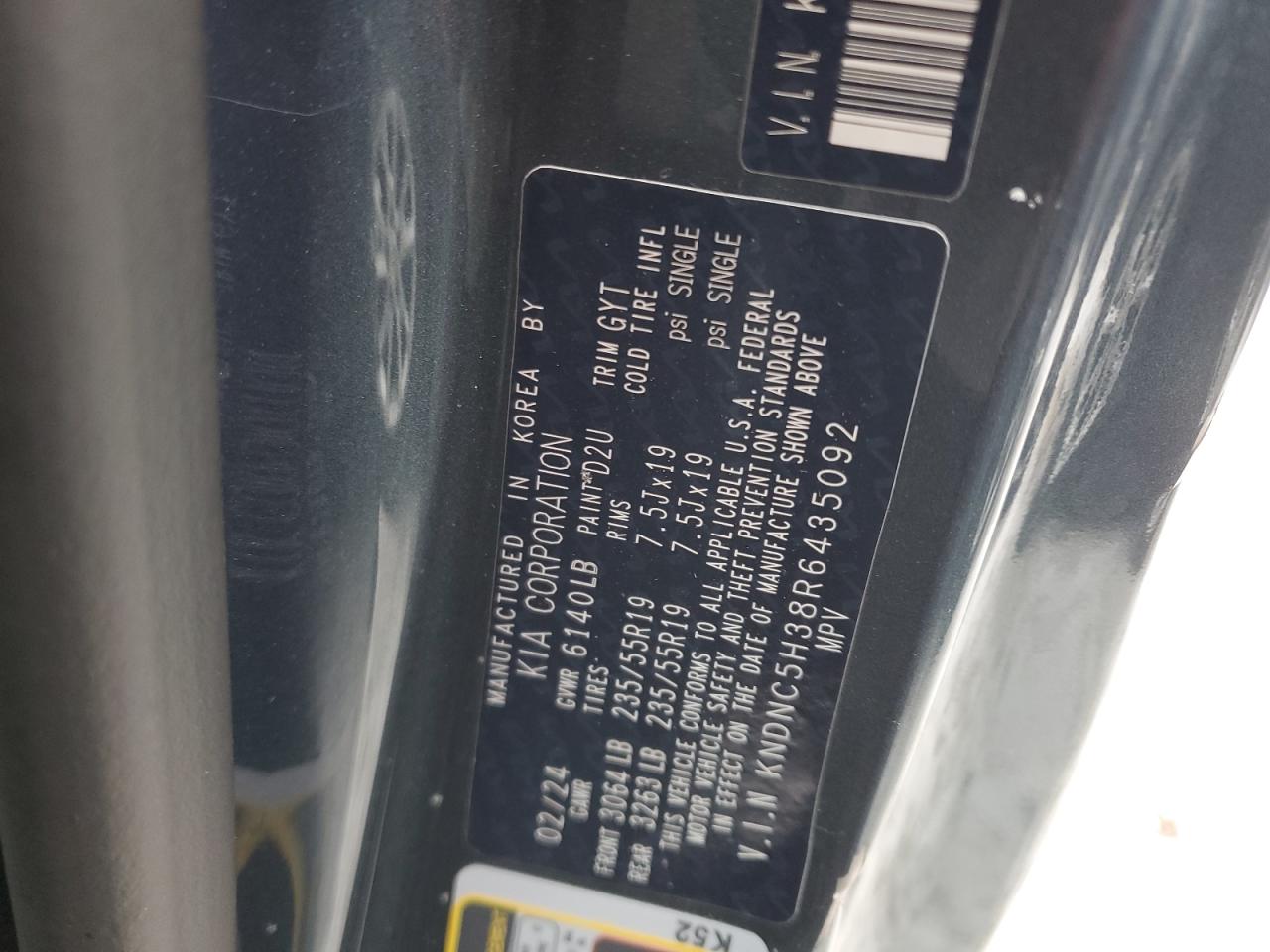 2024 KIA CARNIVAL EX VIN:KNDNC5H38R6435092