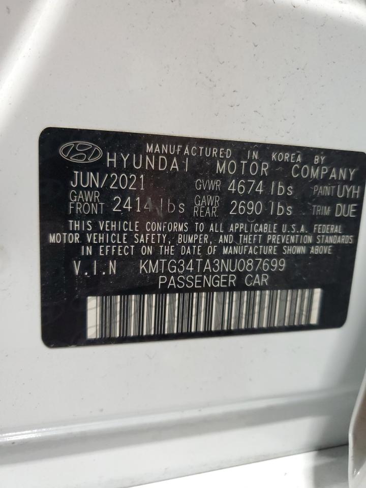 2022 GENESIS G70 BASE VIN:KMTG34TA3NU087699