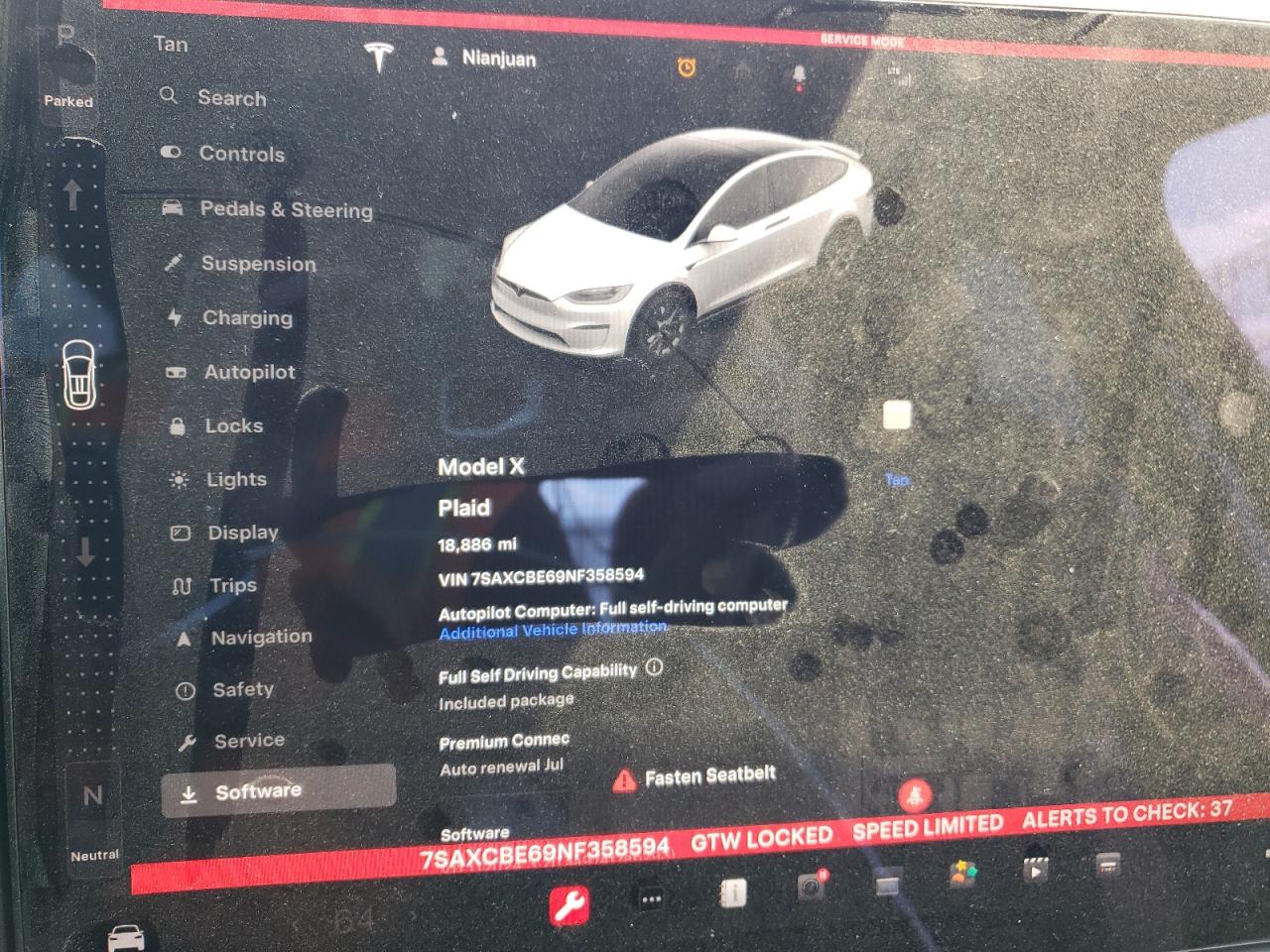 2022 TESLA MODEL X VIN:7SAXCBE69NF358594