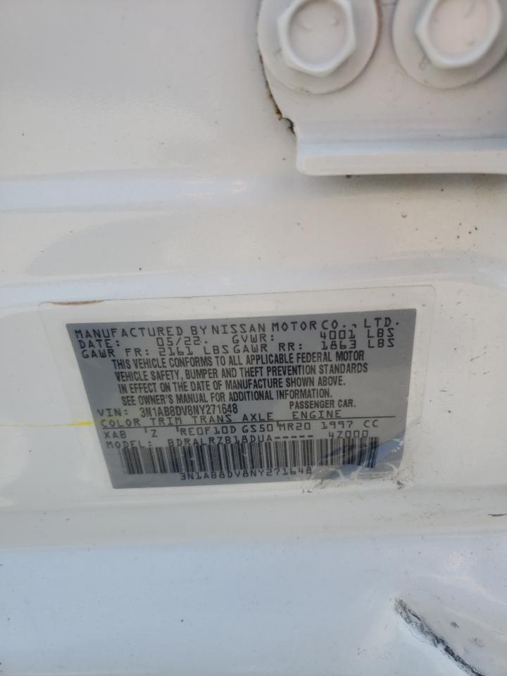 2022 NISSAN SENTRA SR VIN:3N1AB8DV8NY271648