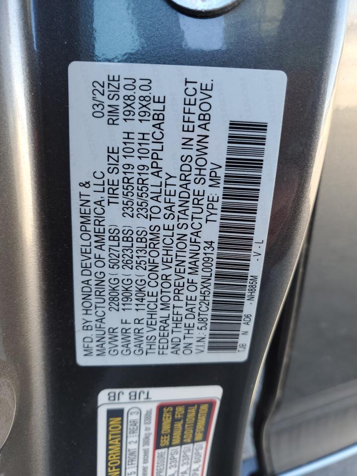 2022 ACURA RDX TECHNOLOGY VIN:5J8TC2H5XNL009134