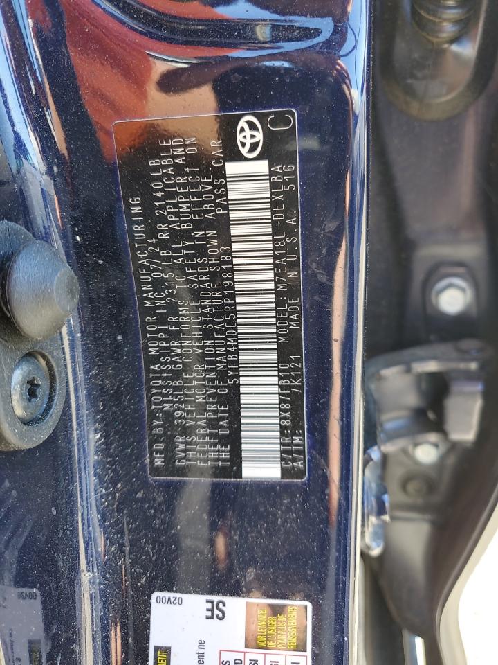 2024 TOYOTA COROLLA LE VIN:5YFB4MDE5RP198183