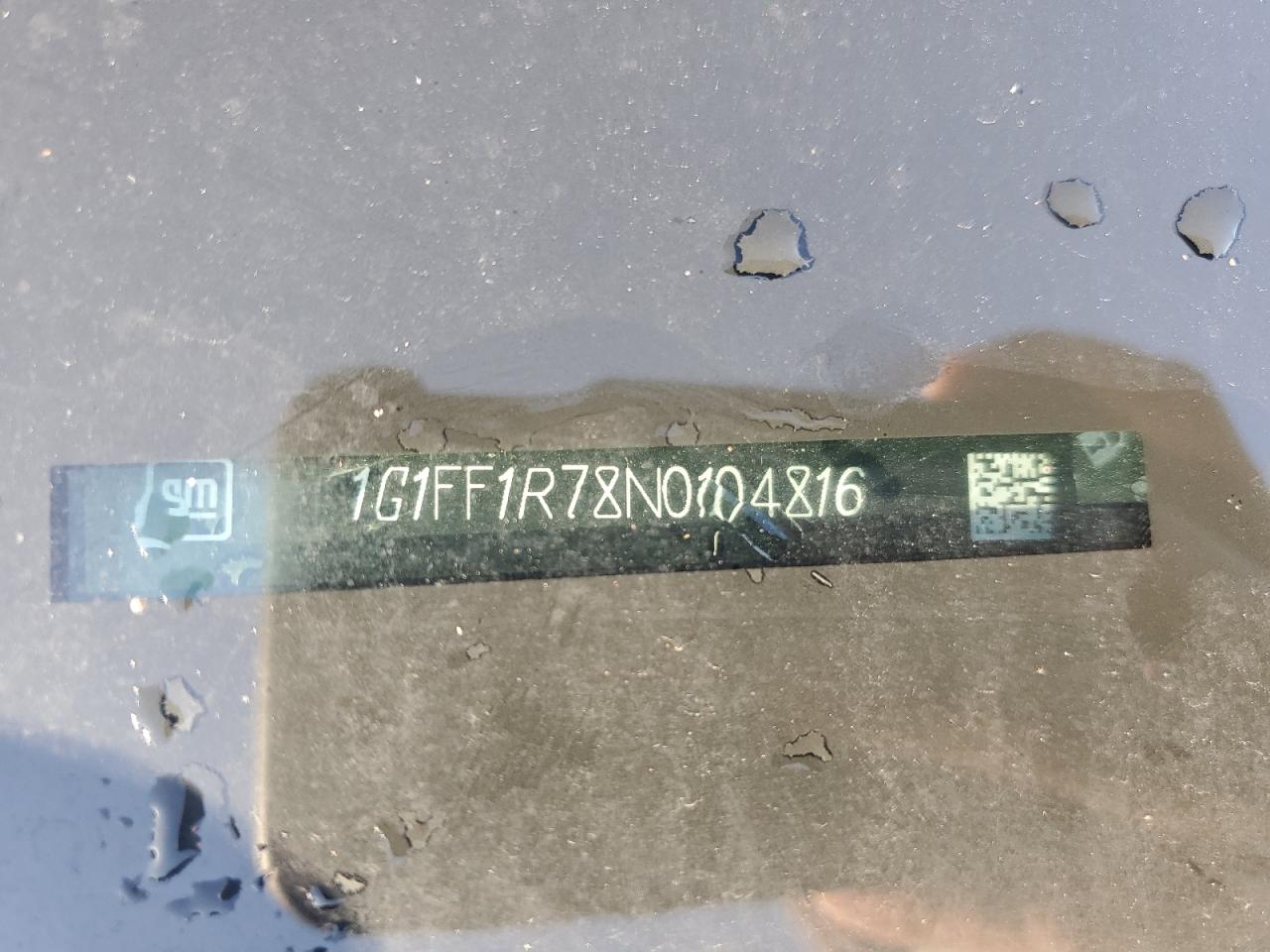 2022 CHEVROLET CAMARO LT1 VIN:1G1FF1R78N0104816