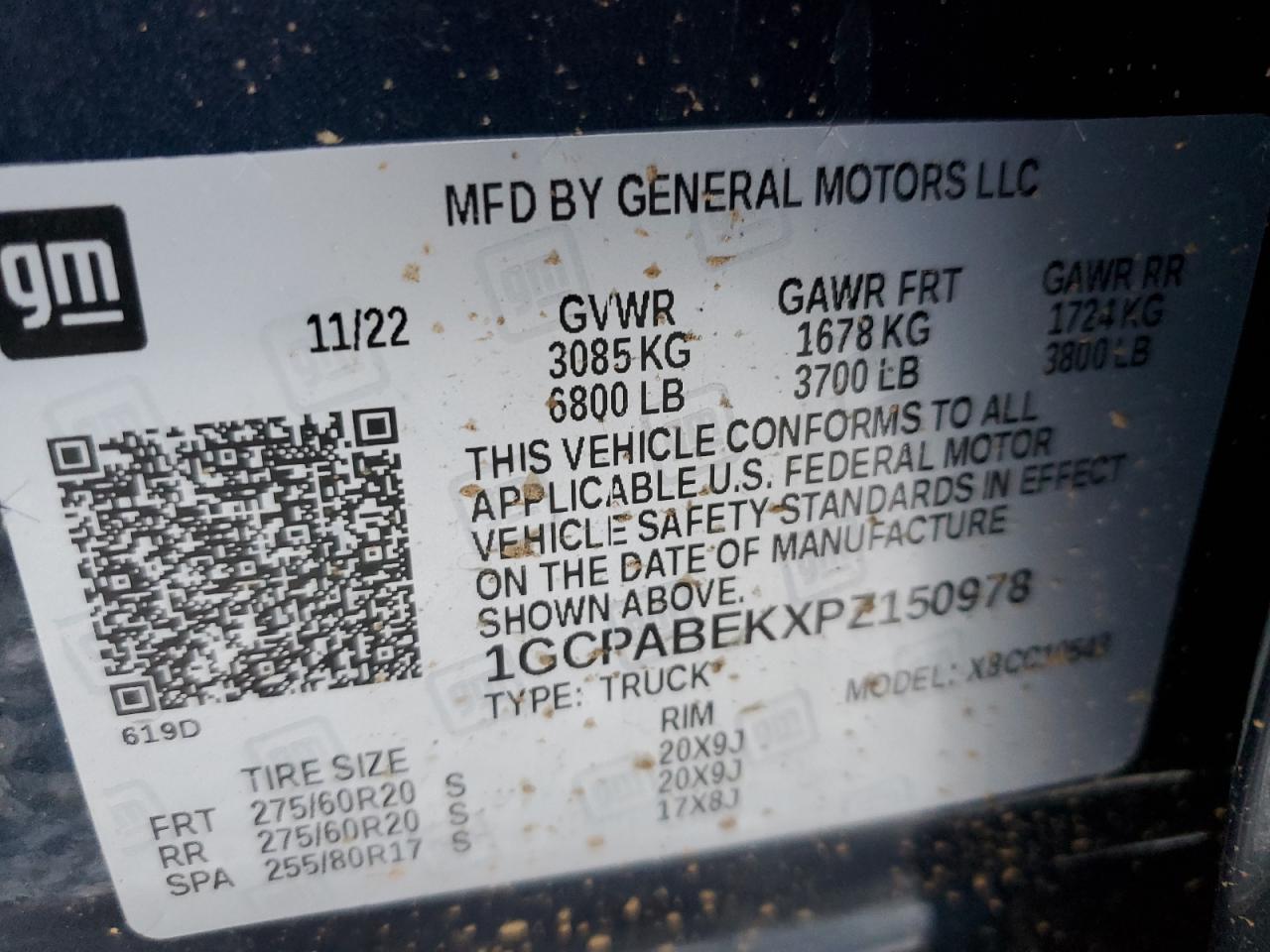 2023 CHEVROLET SILVERADO C1500 CUSTOM VIN:1GCPABEKXPZ150978